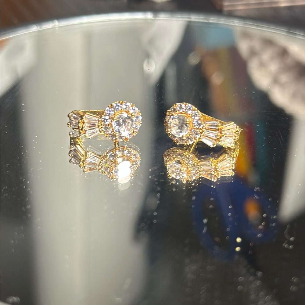 Elegant Gold and Silver Studded Earrings